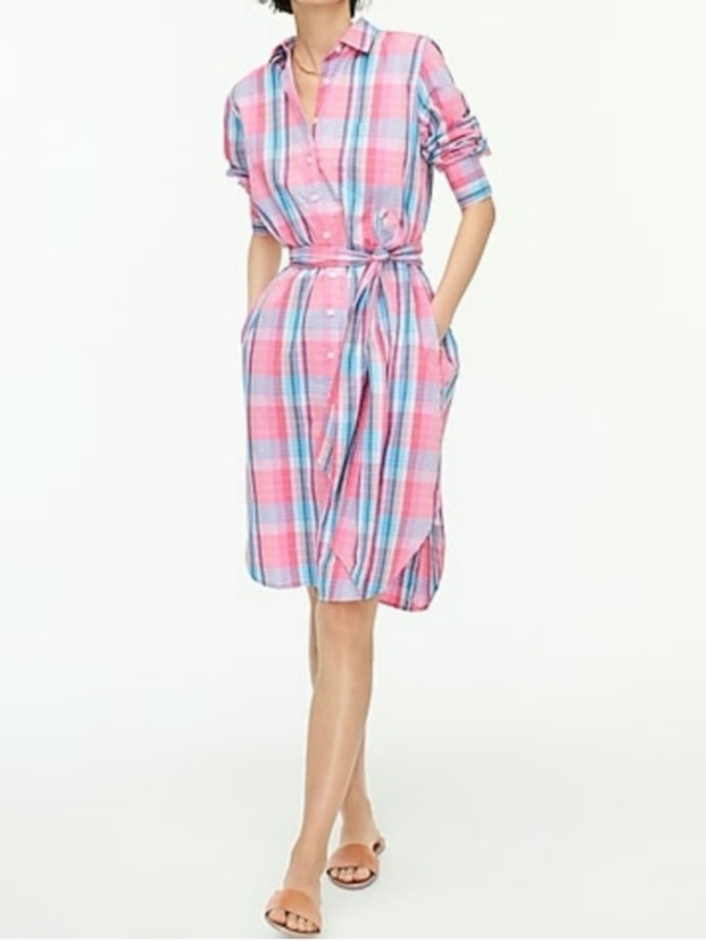 J. Crew - Plaid Shirt Dress - Pink / Light Blue - Women’s 6